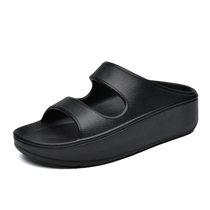 

Women's Thick Bottom Slippers Summer Wedge Shoes EVA Black Open Toe Sandals Beach Outdoor Ladies Comfortable Casual Flip Flops