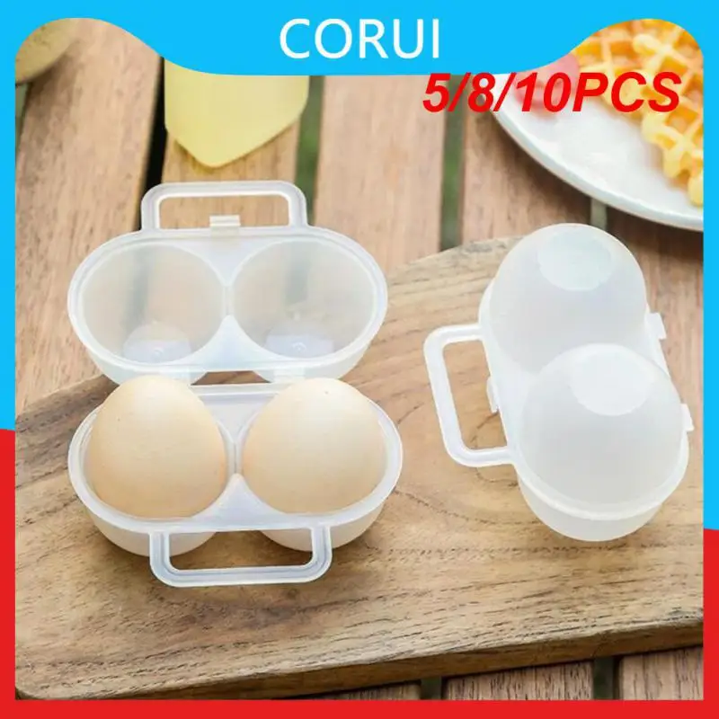 

5/8/10PCS Mini Durable Storage Box Transparent Egg Storage Box 2 Grids Egg Holders Organization Storage