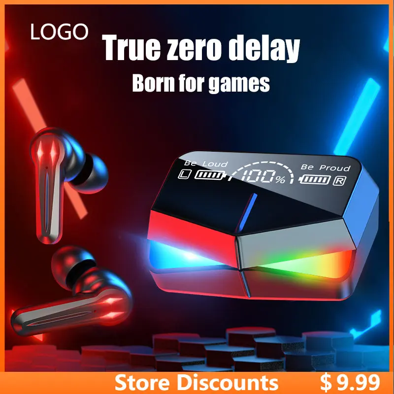 

Bluetooth 5.1 stereo headset gaming wireless headset touch headset 2000mah battery LED display type-c charging box