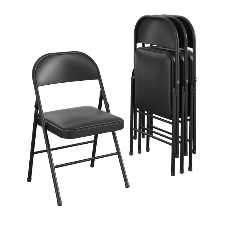 

2023NEW Mainstays Vinyl Folding Chair (4 Pack), Black
