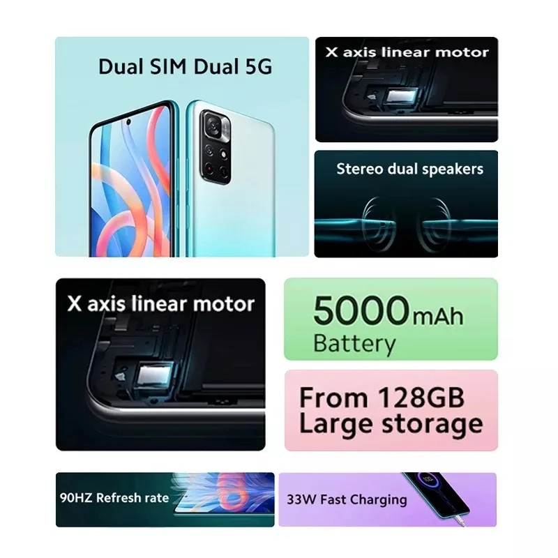 Global ROM Xiaomi Redmi Note 11 5G Smartphone 128/256GB Dimensity 810 Octa Core 5000mAh Battery 33W Fast Charging 50MP Camera
