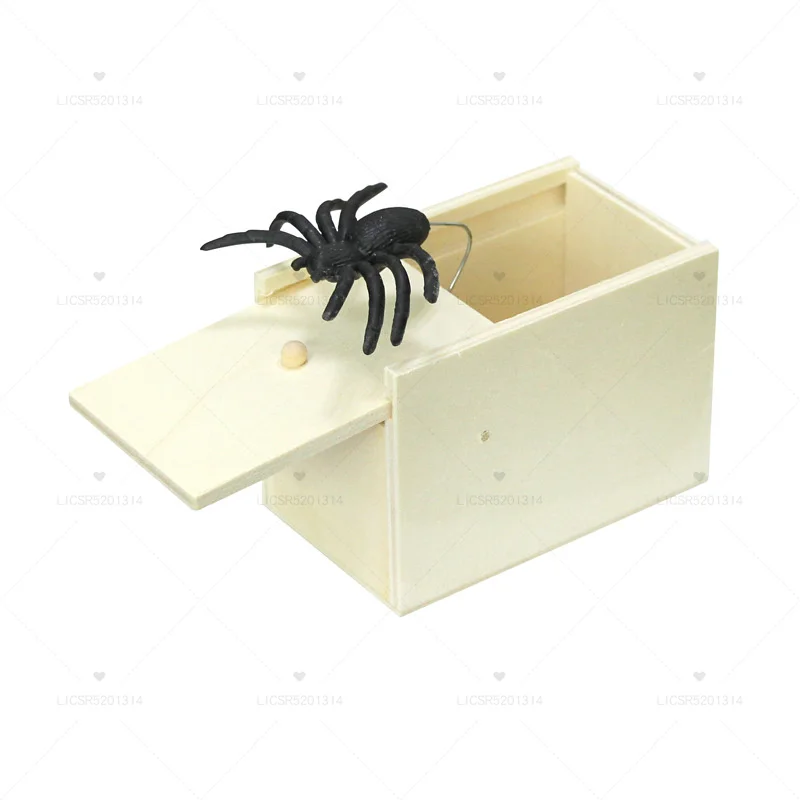 Halloween Surprising Box Scare Toy Box Fake Spider Friend Funny Play Scary Gift Spoof Tricky Wooden Box