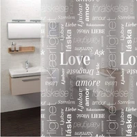 english letter love pattern shower curtain 180x180cm translucent waterproof bathroom curtain home bathtub partition decor screen