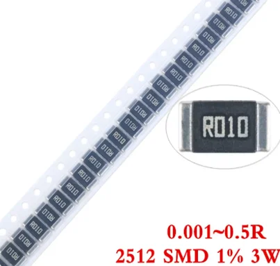 10 шт. 2512 SMD чип резистора из сплава 3 Вт 1% 0 001R 01R 012R 03R 05R 06R 1R 2R 22R 3R 33R 5R Ом