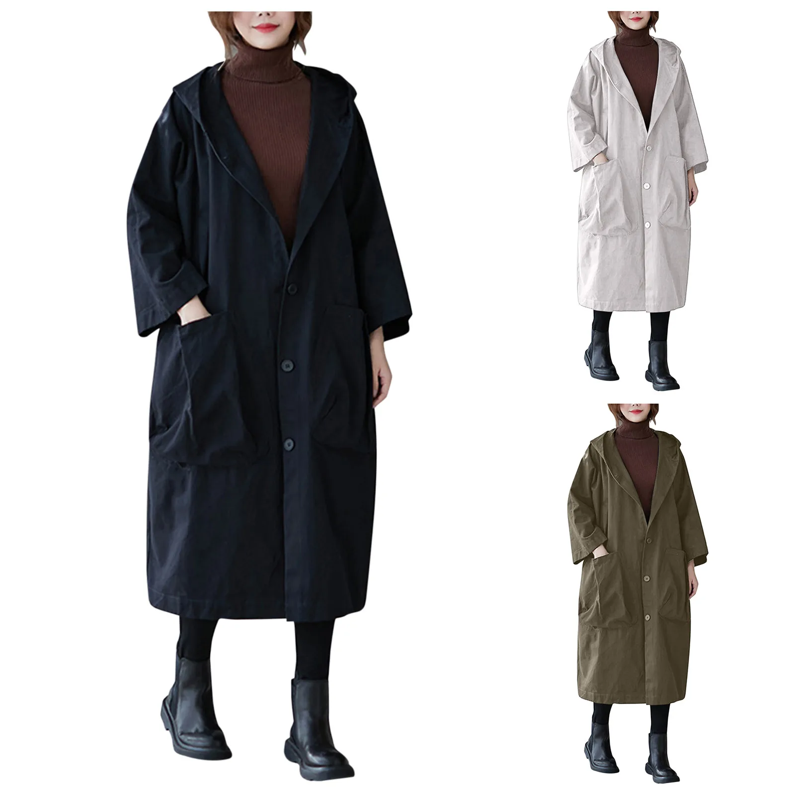 

Womens Fashion Long Coats Pure Color Long Sleeve Button Cardigan Plush Coat Top Casual Elegant Women Fashion Thick Warm Coat