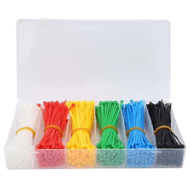 

900 Pieces Self-Locking Nylon Cable Ties Multi-Colored Portable Cable Ties Organizer 2X100mm