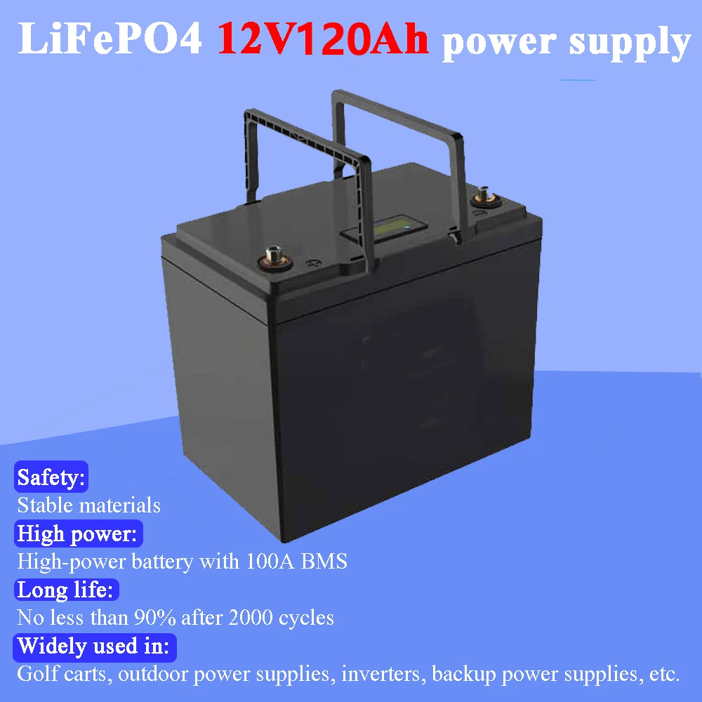 

Land Voyager 12.8v 120AH LCD lifepo4 battery with 100A BMS 12V 120Ah battery for go cart UPS Household appliances Inverter