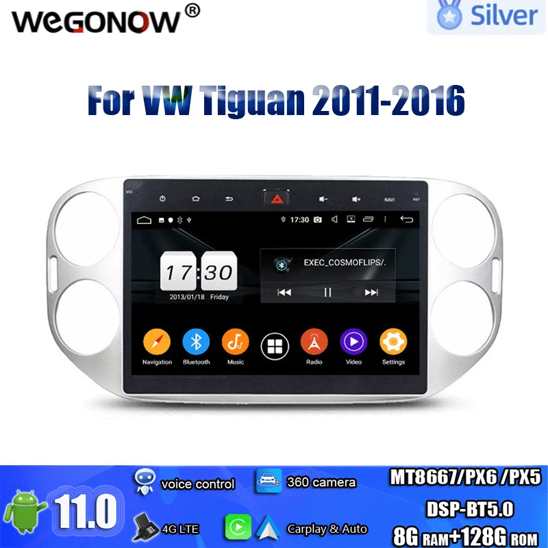 

DSP Carplay PX6 10.1" HD Android 11.0 For VW Tiguan 2013 - 2015 8G+128G ROM Car DVD Player GPS naviga map RDS Radio wifi BT5.0