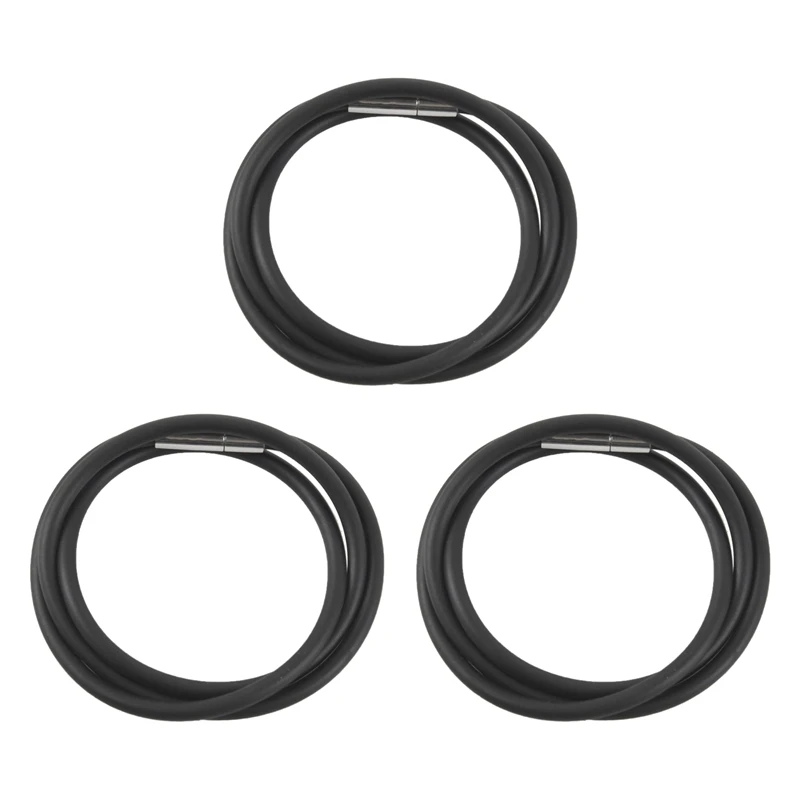 

3x3 мм Шнур в резиновой черной ожерелье с застежкой из нержавеющей стали-16 дюймов