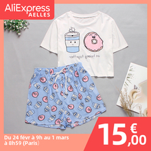 Conjunto de pijama corto con dibujos animados...
