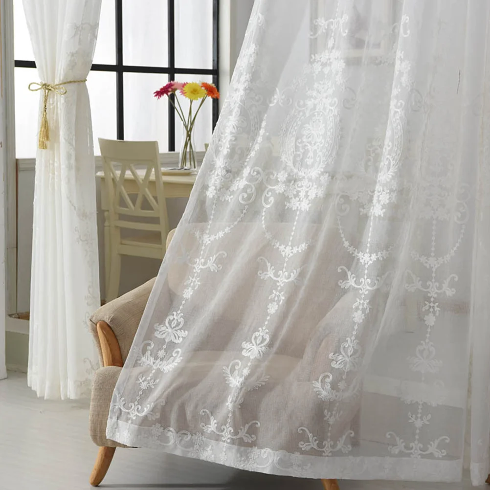 

Window Curtains Curtain Embroidery Tulle European Protection Privacy Sheer Drape Treatment Gauze Room Living Decorative Bedroom