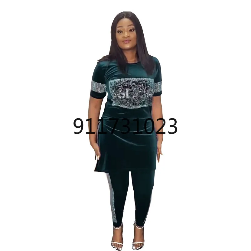 

Velvet African Sets For Women 2022 Long Sleeve Beading Sequined African Elastic Bazin Baggy Pants Rock Style Dashiki Famous Suit