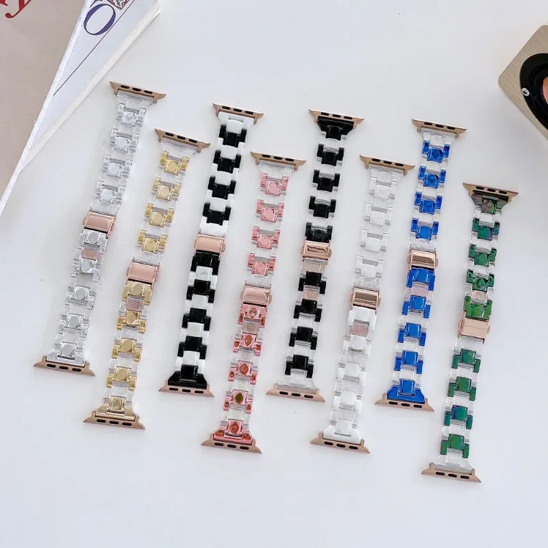 Тонкий ремешок для часов Apple Watch акриловый браслет iWatch Series 9 8 7 6 5 4 45 мм 44 42 40 41 38 49