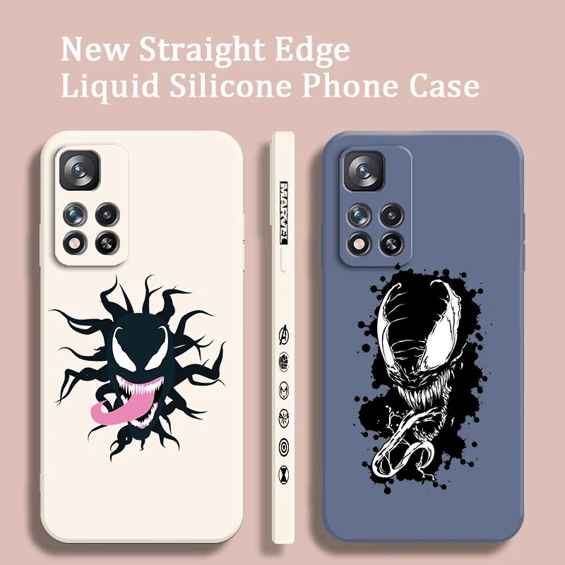 

Venom Marvel Avengers Case For Xiaomi Redmi Note 12 11 11T 10 10S 9 9S 9T 8 8T Pro 4G 5G Liquid Left Rope Phone Cover