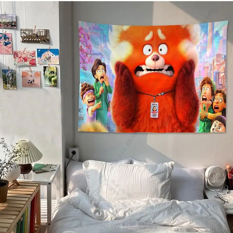 Милый гобелен на стену в виде панды из мультфильма поворачивающаяся красная