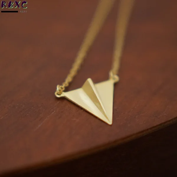 

RXBC S925 Sterling Silver Necklace paper aircraft brushed Sterling Silver Necklace Korean fashion temperament silver jewelry