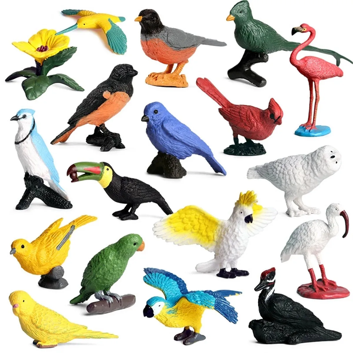 

Birds Set Wild Animals Model Mini Parrot Toucan Figure Educational Baby Toys for Children Kids Decoration Gift New PVC
