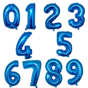 16 inch 32 inch 40 inch Blue Number Foil Balloons 0 1 2 3 4 -9 Birthday Wedding Engagement Party Decor Globos Kids Ball Supplies 1