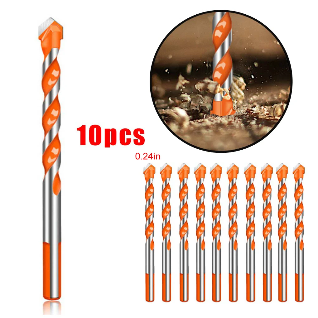 

Glass Drill Bit Set Triangular Non-slip Ceramic Drilling Hole Openers Alloy Tile Punching Tools 6mm 10 Pieces