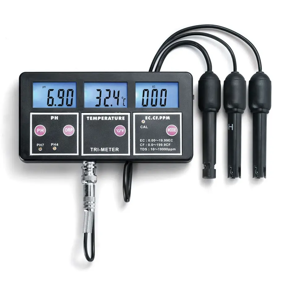 

6in1 Aquarium Water Quality Monitor Multi-Functional Digital ORP pH RH Conductivity EC CF TDS(PPM) TEMP Electrode Meter Backlit