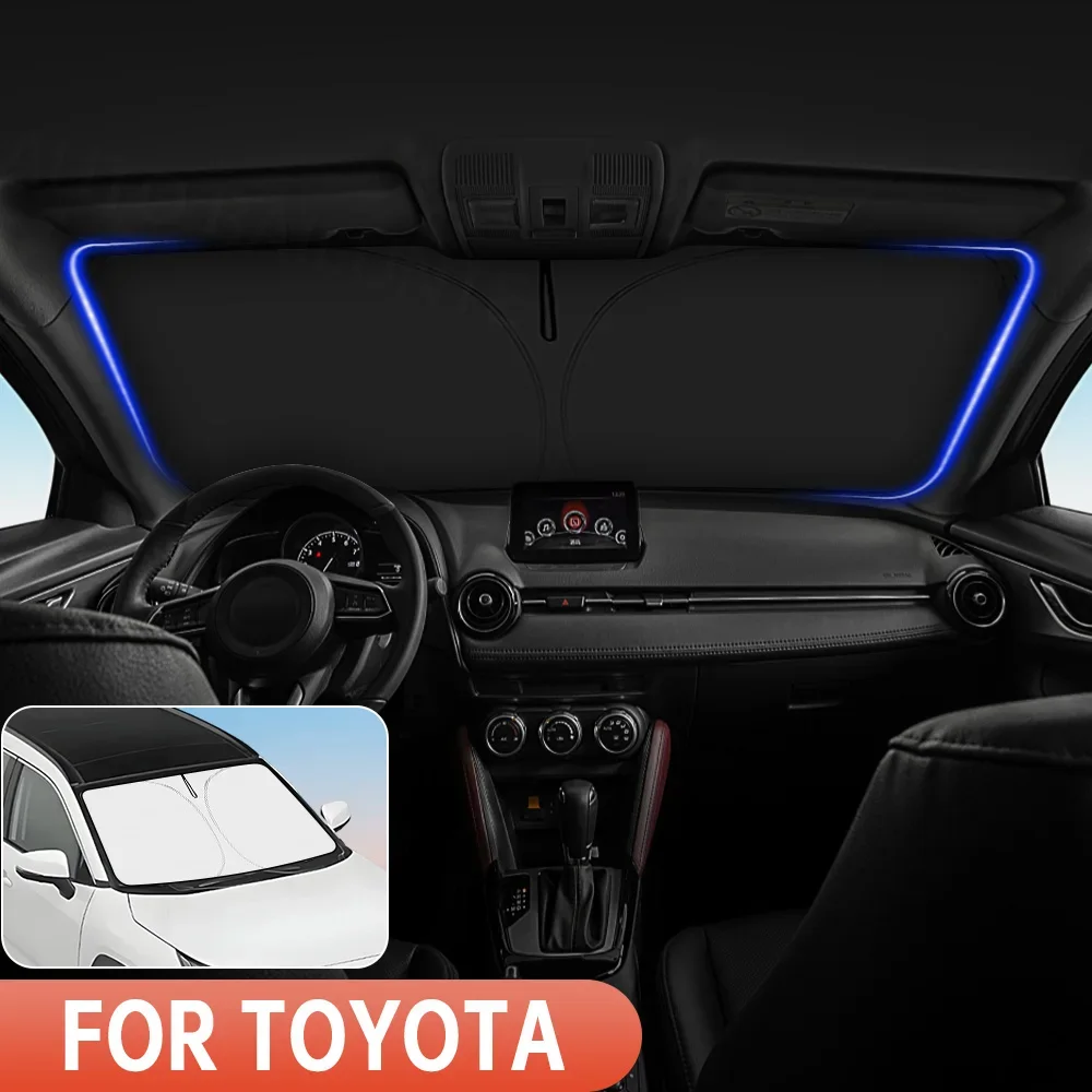 Фото Для Toyota Tacoma Corolla Camry Rav4 Chr 4Runner автомобильный солнцезащитный козырек на лобовое стекло, солнцезащитный козырек на переднее окно, автоматическая защита от ультрафиолета №1