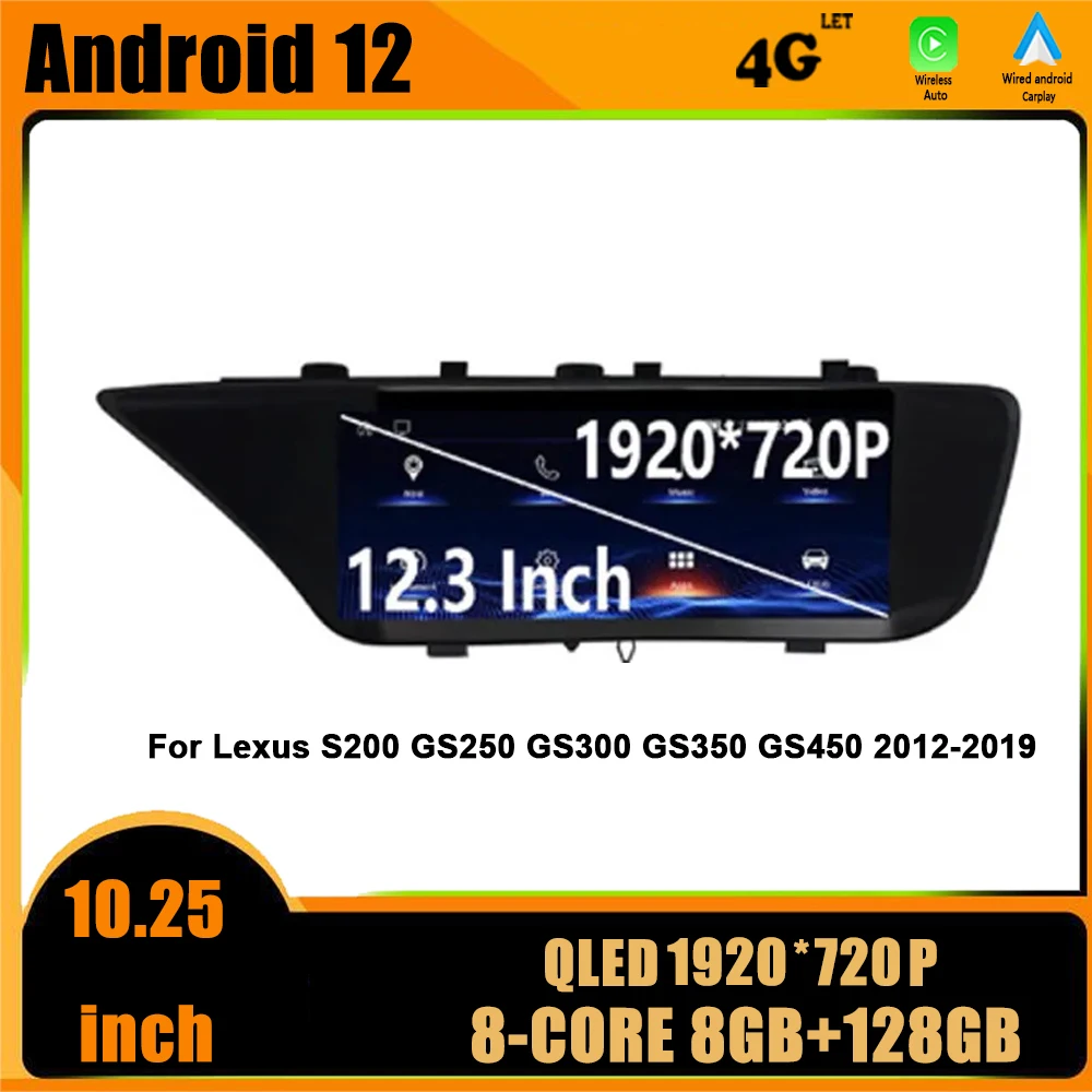 

Carplay Radio For Lexus S200 GS250 GS300 GS350 GS450 2012-2019 10.25'Android 12 Navigation GPS Multimedia Car Stereo