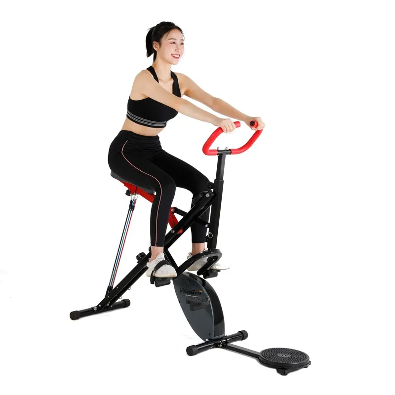 Total Crunch Machine Waist Twister Exercise Bike 3 in 1 Fitness Equipment Magnetic Control Horse Riding Bike With Body Twister