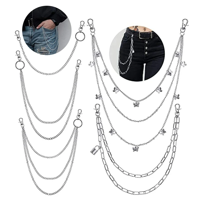 

517F 5 Джинсы Pieces Цепочка-кошелек женская индивидуальная цепочка на талию цепочка для брюк металлическое ожерелье Многослойные цепи Ins