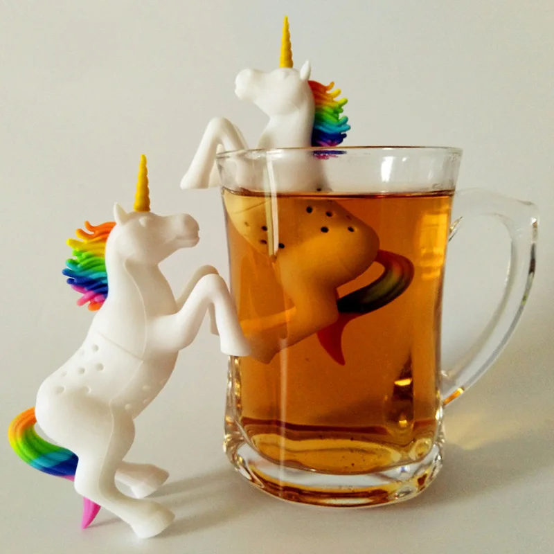 

2022 Brand New 1 Piece Unicorn Shape Silicone Diffuser Herbal Tea Spice Tea Bag Filter Leave Food Grade Silicone Infuser
