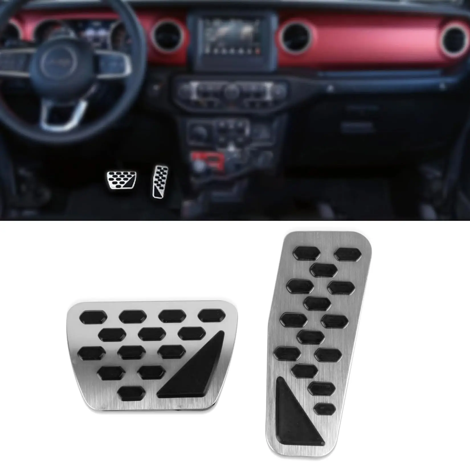 Автомобильные педали, накладки на педали для Jeep Wrangler JL 2018-2024, педаль газа, педаль тормоза, авто, алюминиевая, нескользящая