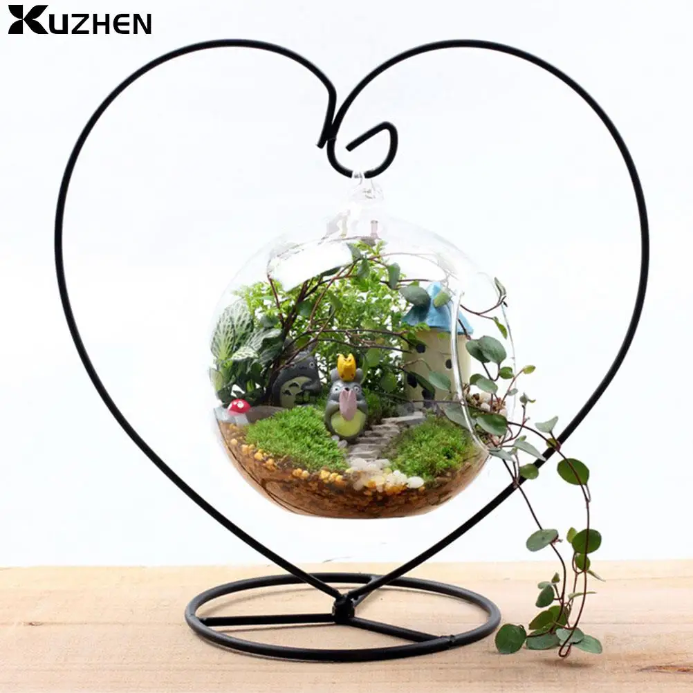 Hanging Hook Stand Holder Rack Peach Heart Flower Display Stand For Hanging Air Plant House Decorate