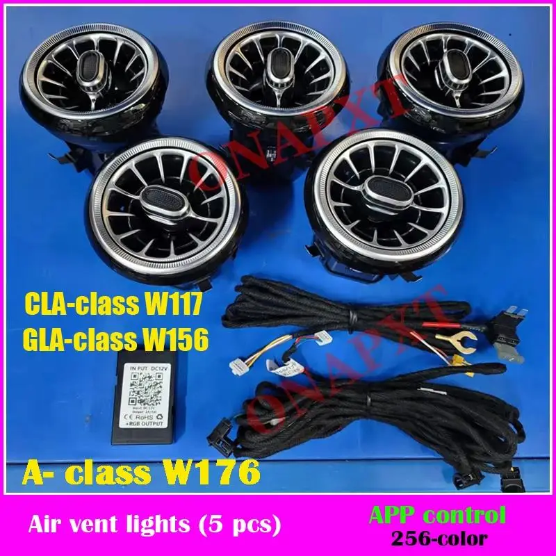 

Вентиляционное отверстие для Mercedes-Benz A W176 CLA W117 GLA W156, светодиодная форсунка, выходное отверстие турбины, задняя вентиляционная панель, окружающее освещение