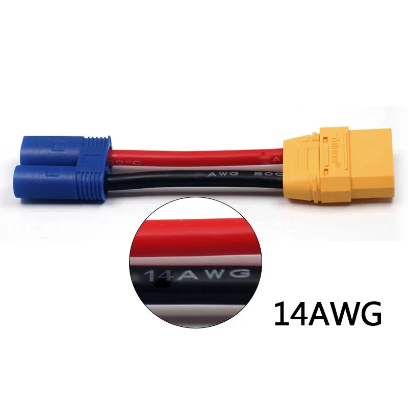 XT60 мама на Deans Т-образный разъем папа Проводной адаптер Кабель 14AWG 40 мм RC LiPo 2 шт.