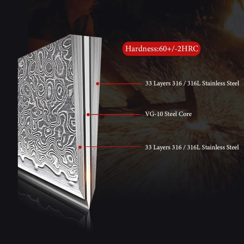 Дамасский стальной нож для чистки Овощей и мяса