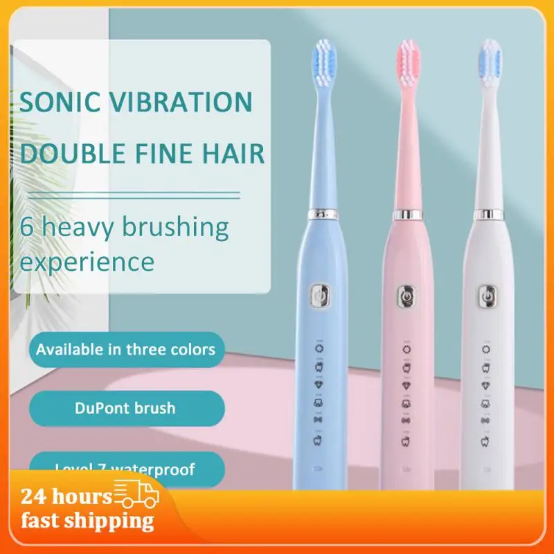 

Electric Toothbrush Six Gear USB Charging Soft Hair Waterproof Sound Wave Vibration Adult Couple Toothbrush Soft Whitening Tooth