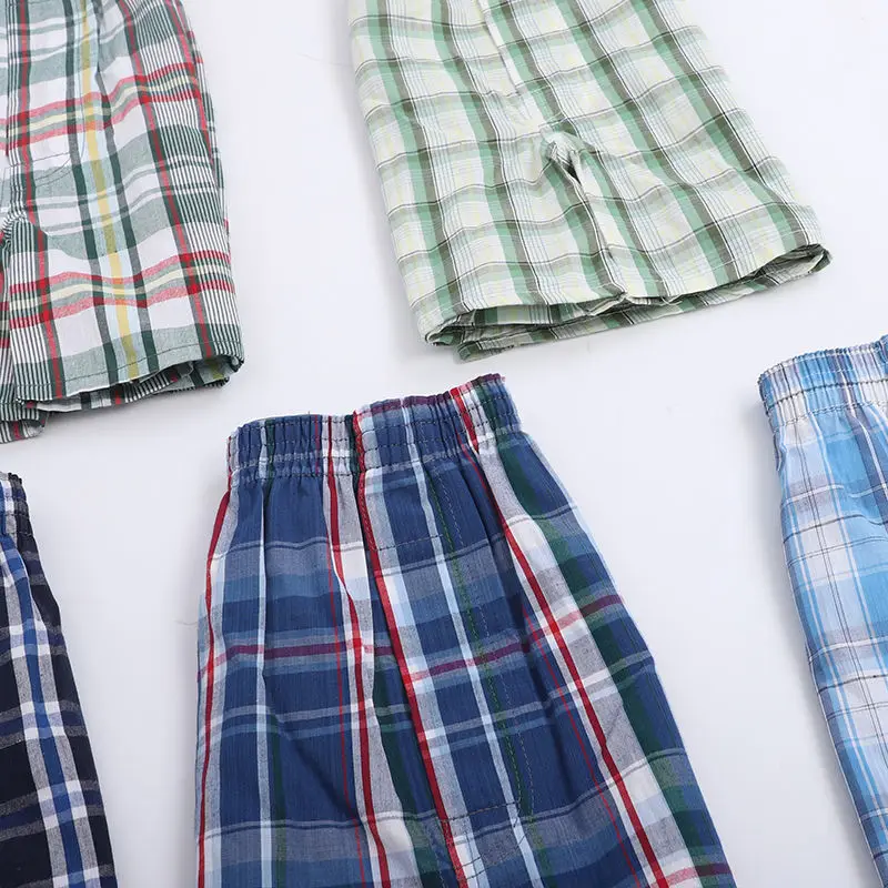 

4Pcs/Lot Plus Size Men Underwear Cotton Man Boxers Shorts Plaid Woven Shorts Boxer Male Underpants Pajamas Sleep Bottoms M-9XL