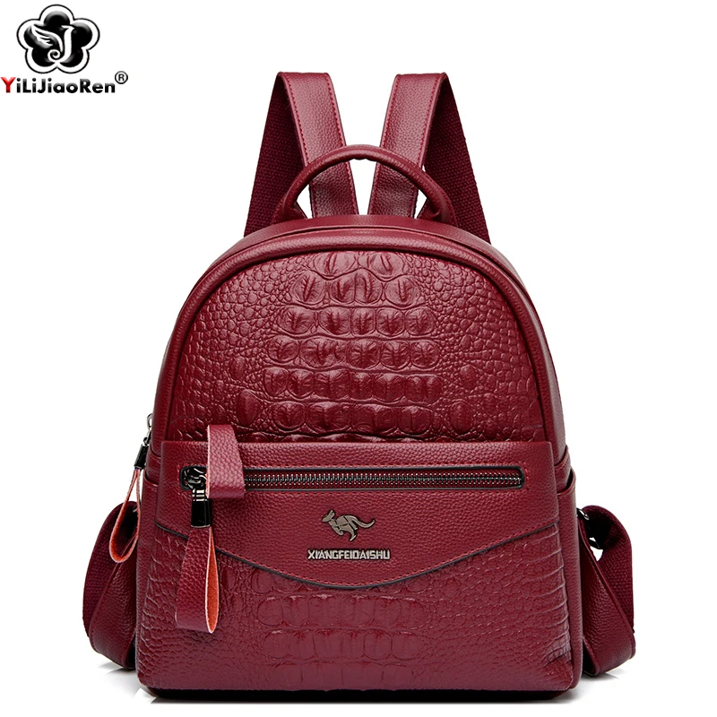 

Ladies Crocodile Pattern Leather Backpack Fashion Back Pack Women Large Capacity Rucksack for Female Shoulder Bag Travel Bagpack