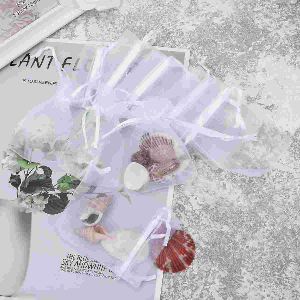 

100pcs Drawstring Gift Bags Practical Delicate Organza Pouches Organizer Bag Wrap for Candy Gift