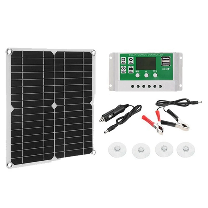

Solar Panel Charger, 100W Dual USB DC 18V Flexible Solar Charging Board, Car Battery, Mobile Phone Solar Charger