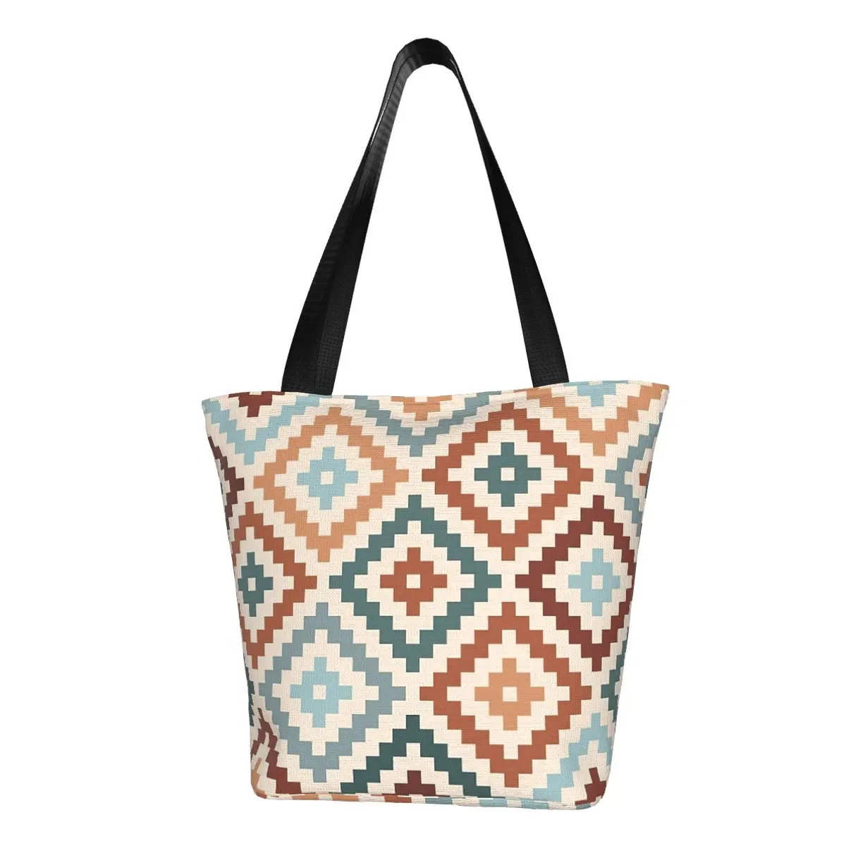 Aztec Symbol Block Ptn TCT Polyester outdoor girl handbag, woman shopping bag, shoulder bag, canvas bag, gift bag
