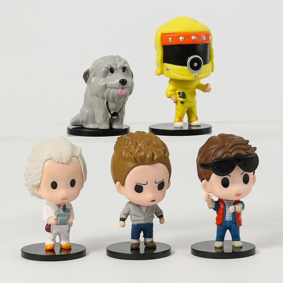 

5pcs Back To The Future Marty Dr.Brown Biff Q Ver PVC Figures Toys Dolls PVC Figures Cute Toys Model Decoration Dolls