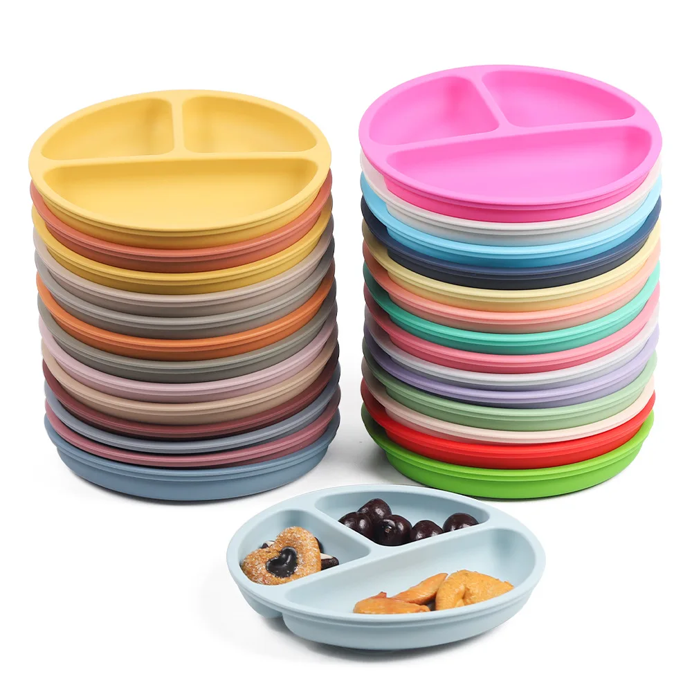 

Baby Silicone Plate with Suction BPA Free Children Dishes Baby Feeding Bowl Toddler Training Tableware Kids Smile Face Plate