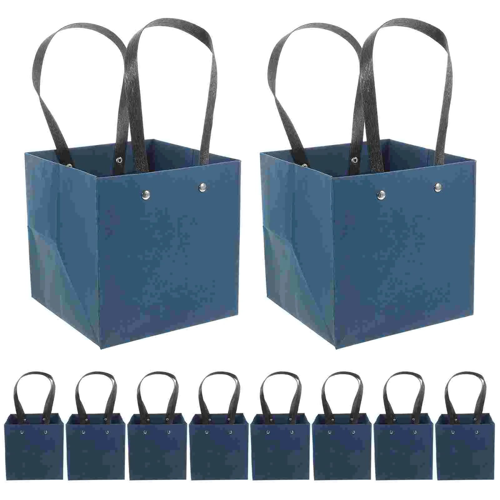 

10 Pcs Paper Bag Cellophane Bags Gift Packing With Handles Square Carrier For Guest Container Birthday Party Goodies