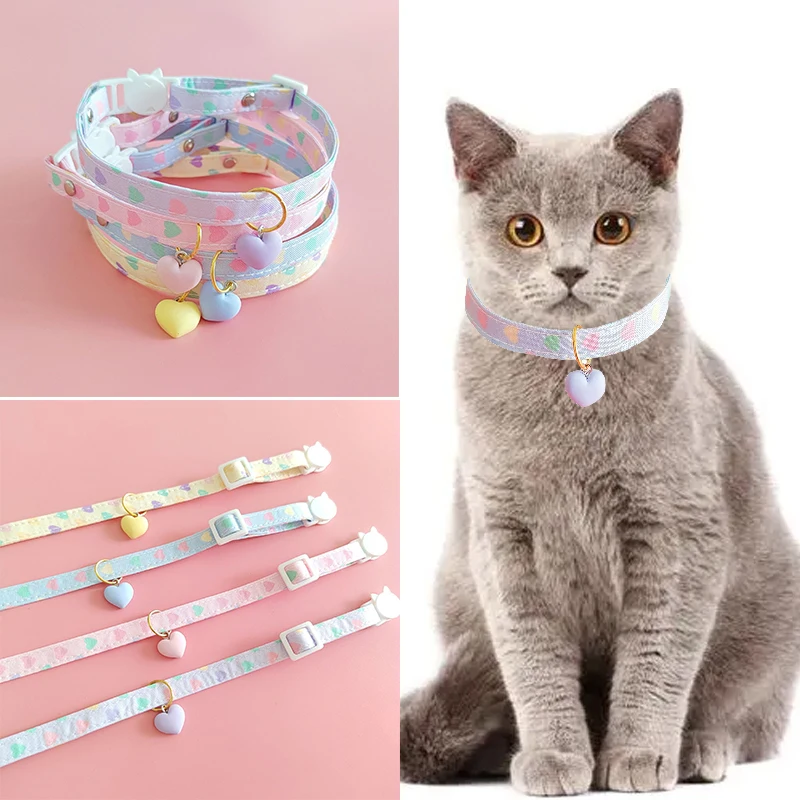 

Jewelry Adjustable Safety Buckle Puppy Collar Popular Little Cat Collar Printed Pattern Heart Neck Decorate Collar Pet Neckband