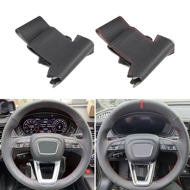 Ручные пледы Автомобильный Стайлинг Кожаный чехол на руль для Audi A3 S3 8Y A4 B9 S4 A5 8W6 S5