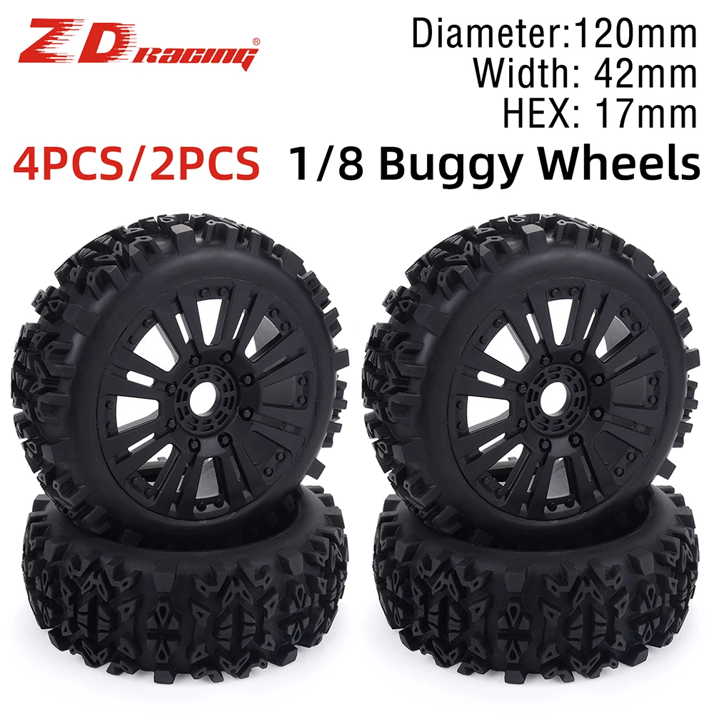 

ZD Racing 1/8 Scale RC Buggy Vehicle Wheels and Tires Sets 17mm Hex for Redcat Team Losi VRX HPI Kyosho HSP Carson Parts 120mm