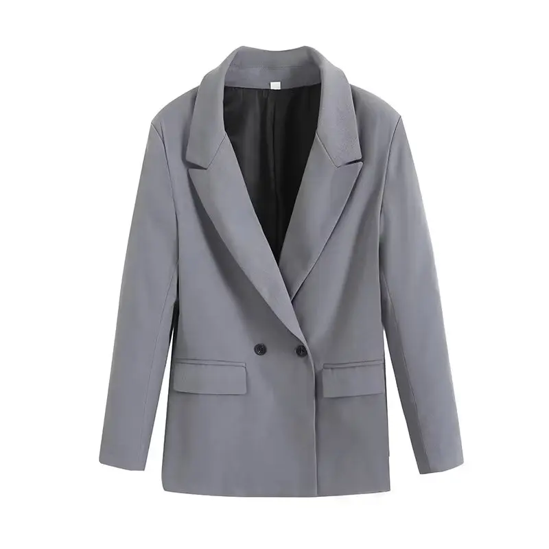 Женский однотонный костюм новый пиджак с отложным воротником в минималистичном