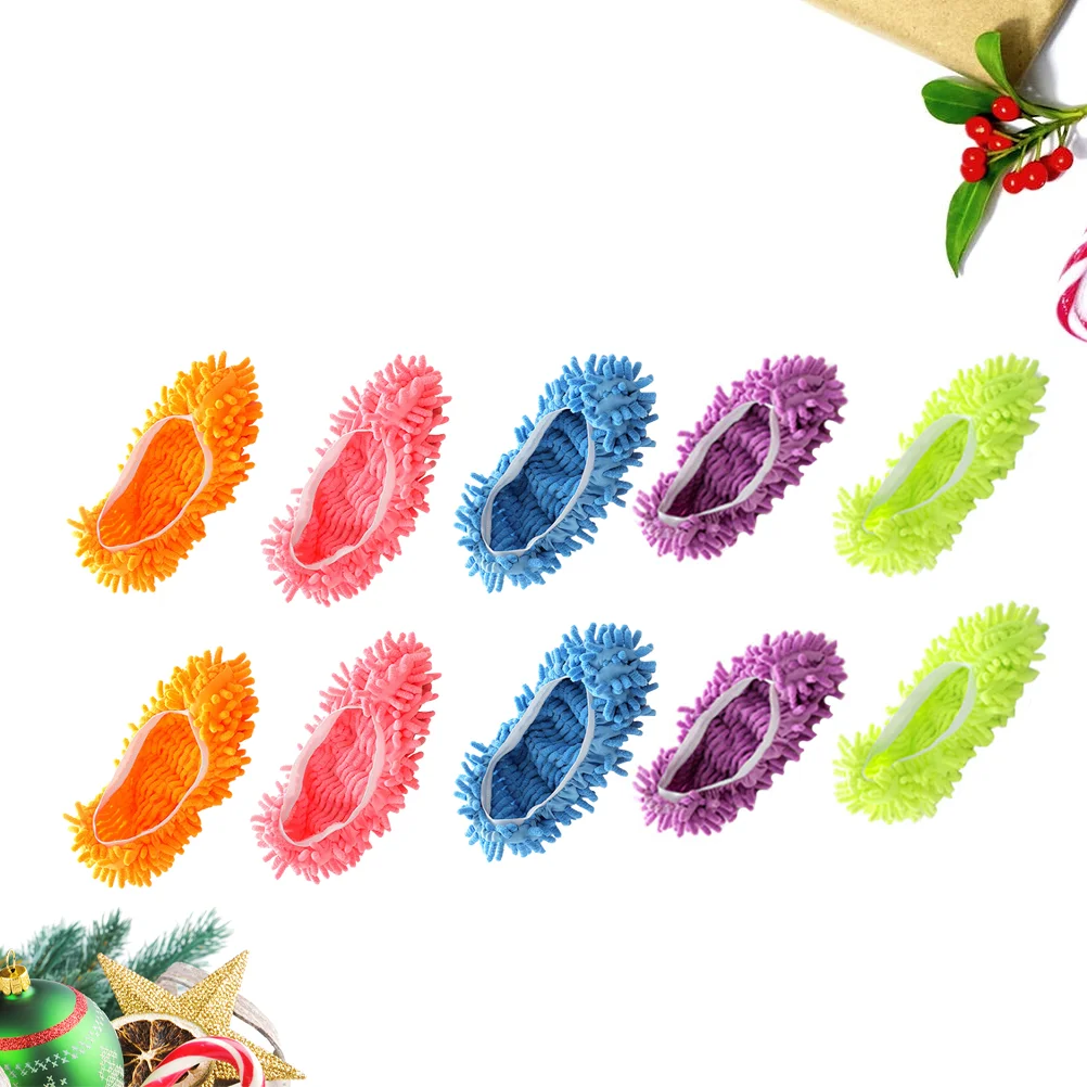 

10 PCS Chenille Shoe Cover Cleaning Mops House Dusting Slippers Sweeper Slippers Home Slippers -proof Floor Cleaning Slipper