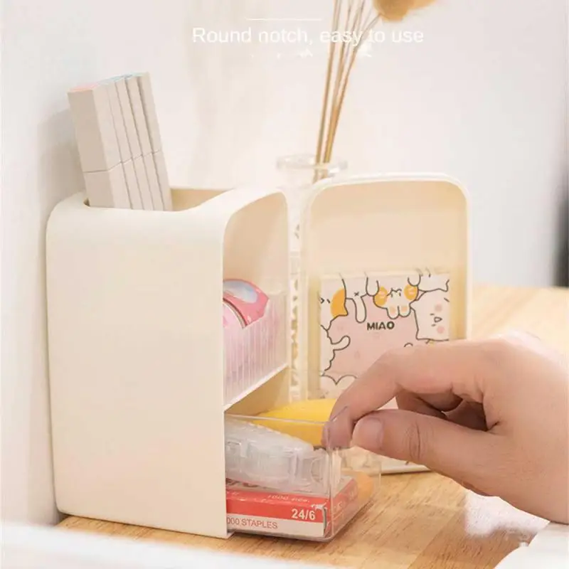 

Многофункциональный органайзер для ручек, настольный органайзер из полипропилена для творчества, украшение для ручек, белый/голубой, в минималистичном стиле