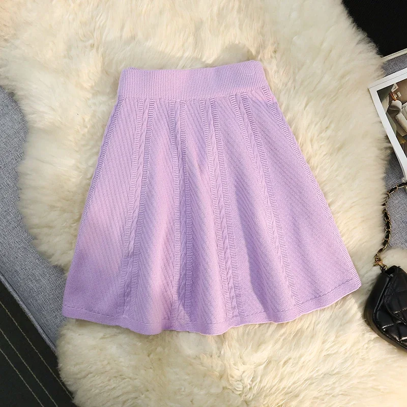 Зимняя плиссированная трикотажная юбка женская сексуальная эластичная